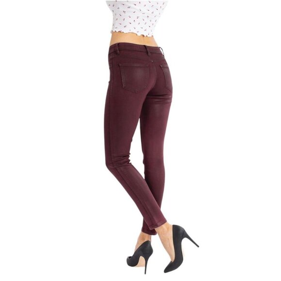 KanCan Mid Rise Coated Denim Ankle Skinny Jeans in Burgundy - Sz 11/29 - NWT - Picture 5 of 9